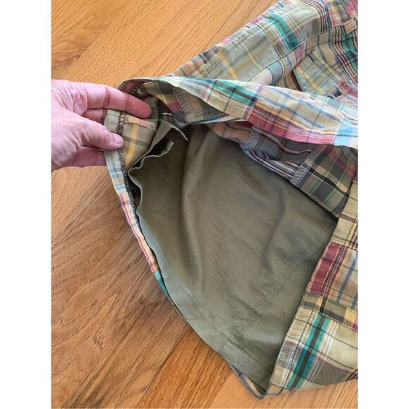Ann Taylor LOFT Petites olive green madras plaid skirt - Picture 4 of 8